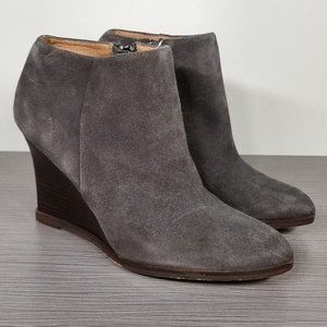 Halogen Selbi Almond Toe Wedge Bootie, Grey Suede, Womens Size 6.5 M